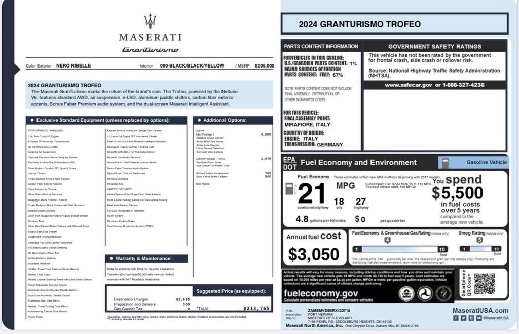 2024 Maserati GranTurismo Trofeo